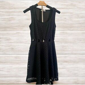 Socialite Black Eyelet Cut Out Detail Middle Mini Dress SZ XS